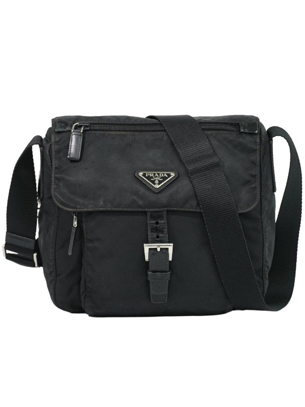 Prada Vela Shoulder Bag Pochette Nylon Black